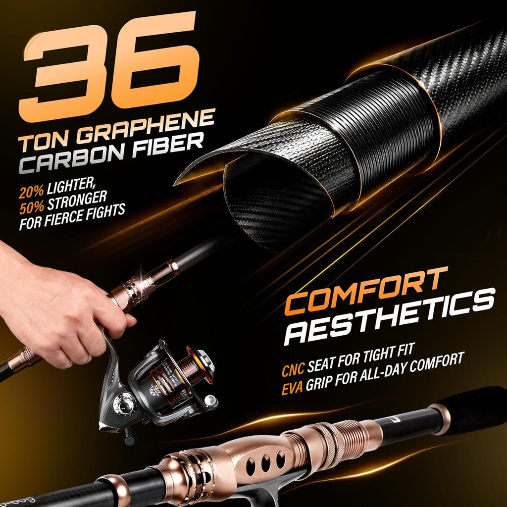 Fishing Rod and Reel Combo with Telescopic Fishing Pole, Portable Travel Fishing Rods Kit with Tackle Box Carrier Bag