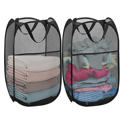 2Pcs Pop Up Laundry Hampers for Cruise, Mesh Collapsible Laundry Bag