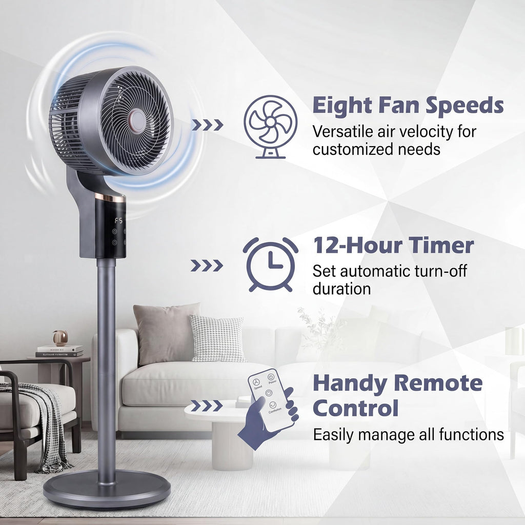 Pedestal Fan, Quiet Standing Fan with Remote Control