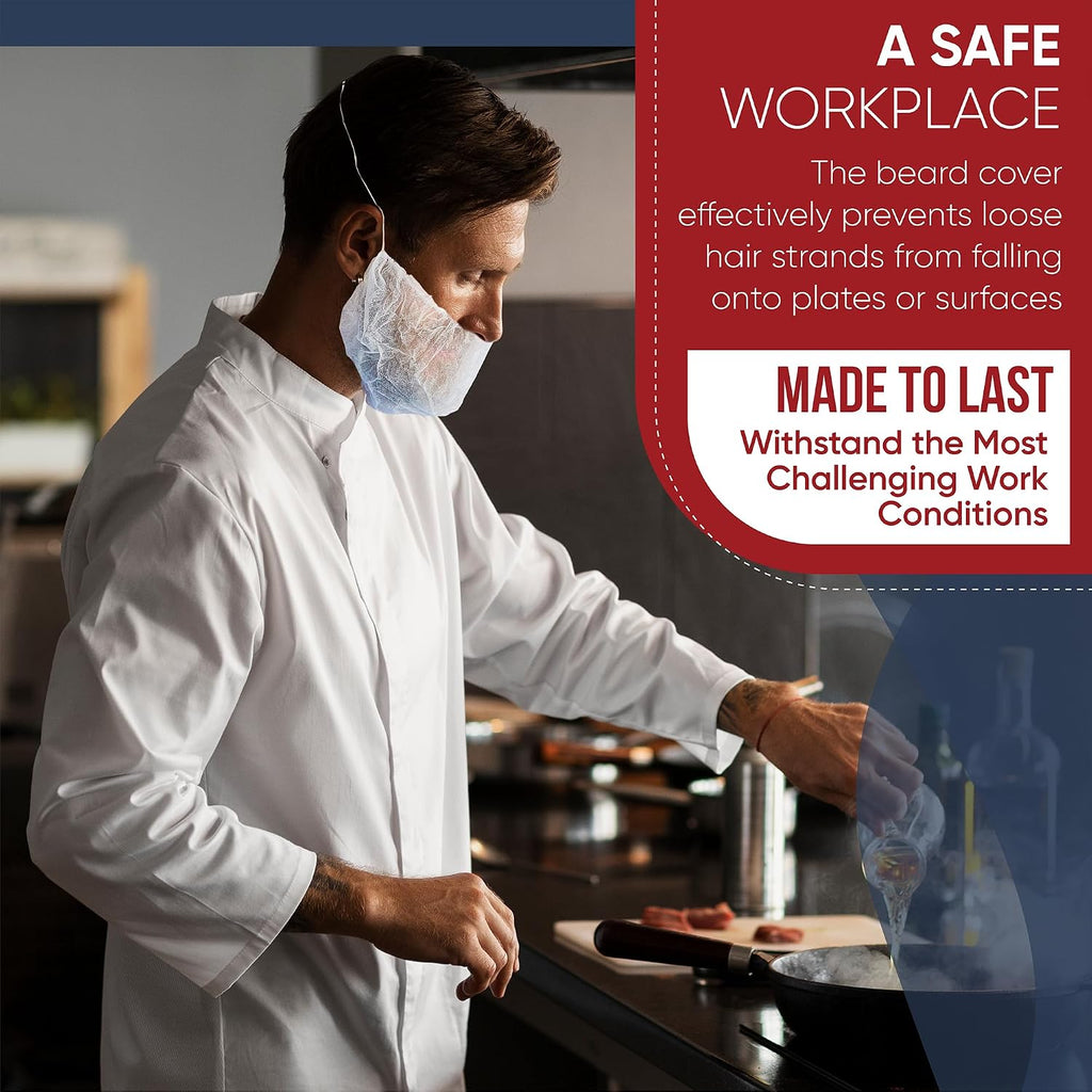 Case of 1000 Disposable Beard Nets for Men - Full Coverage Beard Covers, Breathable Beard Guards Food Service