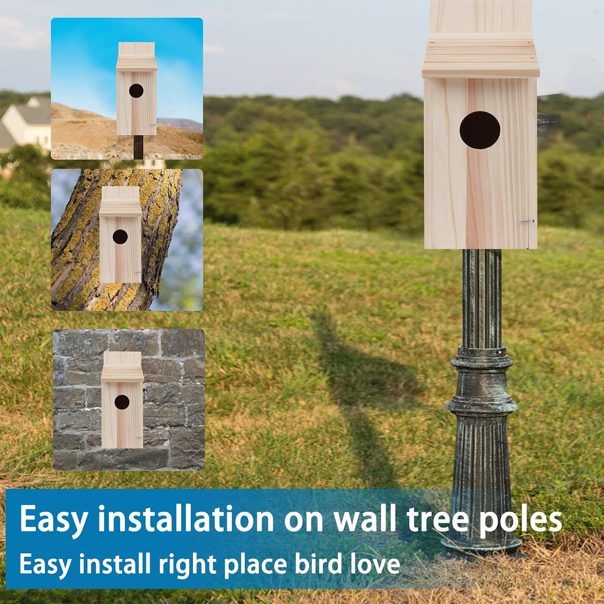 Wren Bird Houses for Outside,Cedar Swallow Wren Hummingbird Houses,DIY,1Pcs
