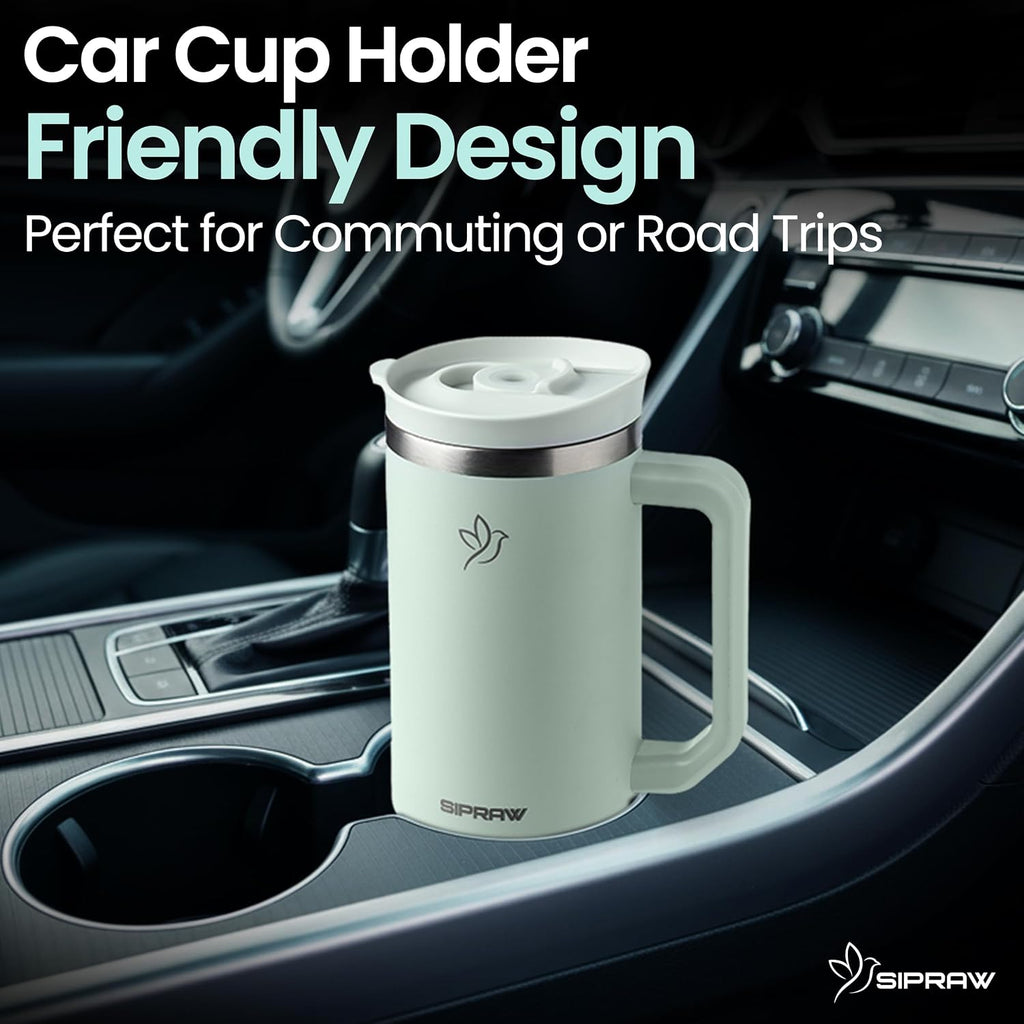 40oz Tumbler with Handle and Straw Insulated Stainless Steel Travel Mug Vacuum Double Wall Coffee Cup Leak Resistant