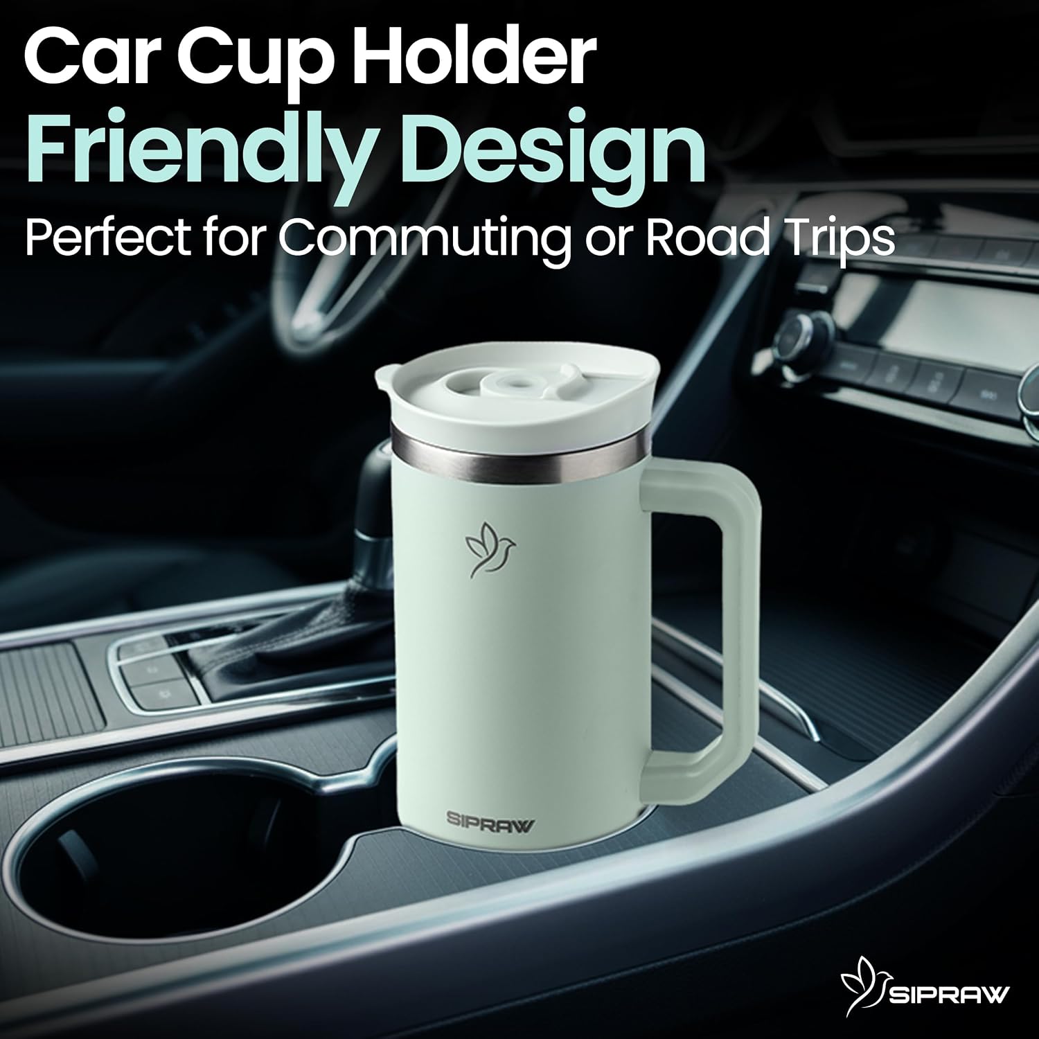 40oz Tumbler with Handle and Straw Insulated Stainless Steel Travel Mug Vacuum Double Wall Coffee Cup Leak Resistant