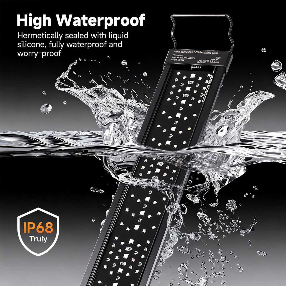 LED Aquarium Light for Plants, 24/7 & DIY Mode, IP68 Waterproof