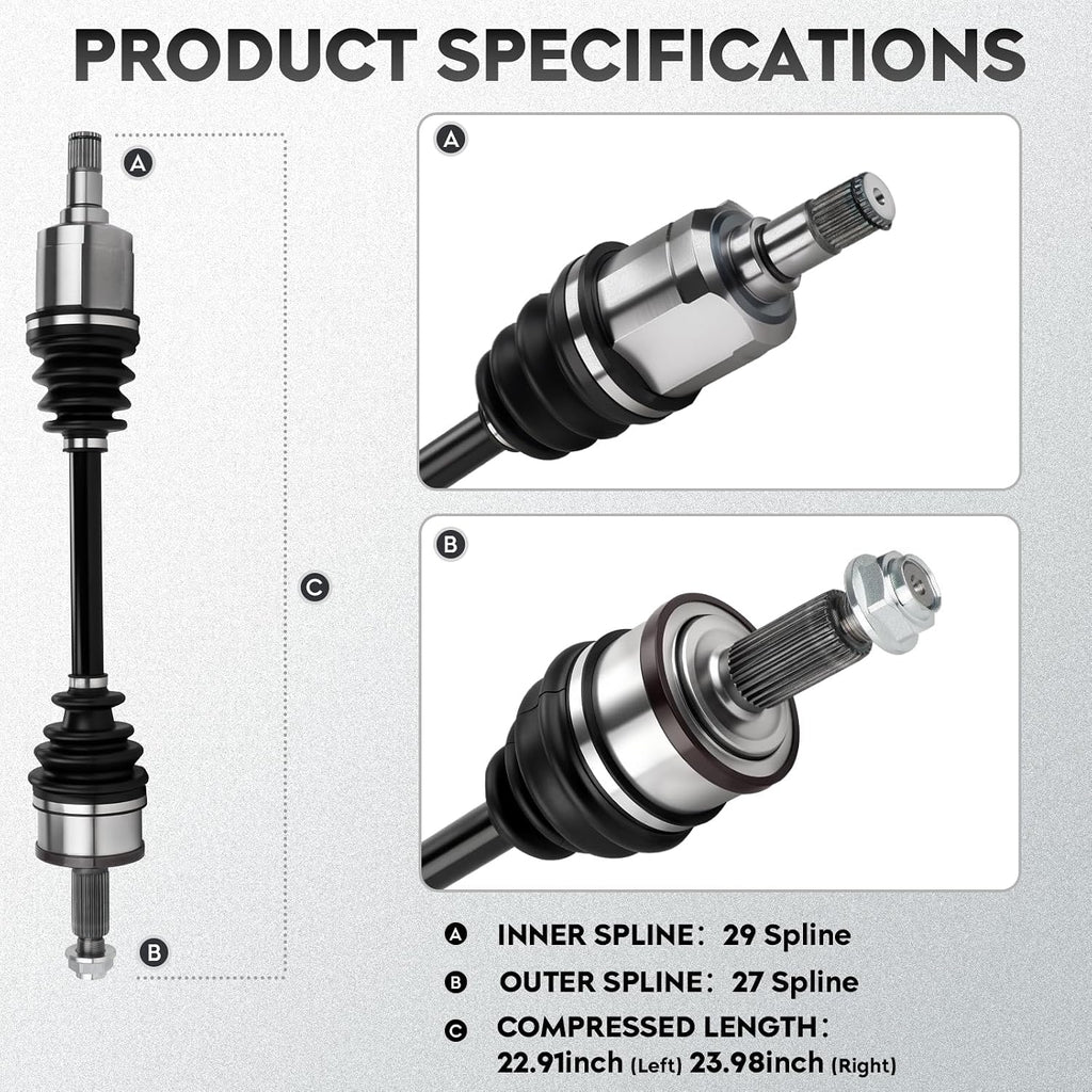 ILONPA NEW Left & Right Front CV Axle Shaft Assembly 2PCs CV Joint