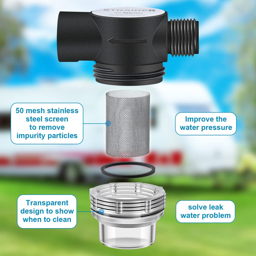 Dreyoo 1/2 Inch RV Pump Strainer, Compatible with Shurflo 255-313
