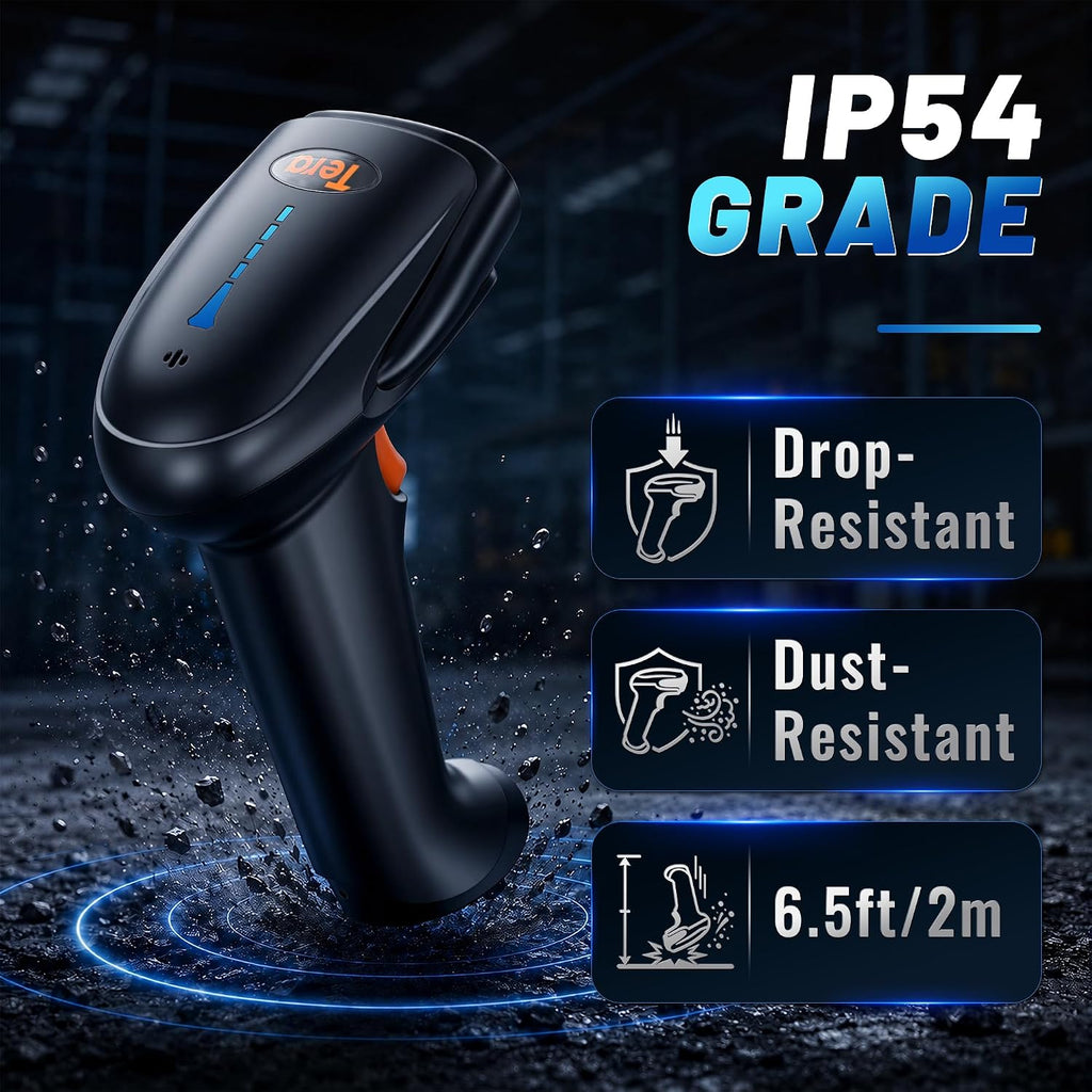 Barcode Scanner 2D Wireless: with Battery Indicator and Stand, HW0002 | BT 2.4G USB, 2200mAh, 640*480 CMOS, 1D 2D QR