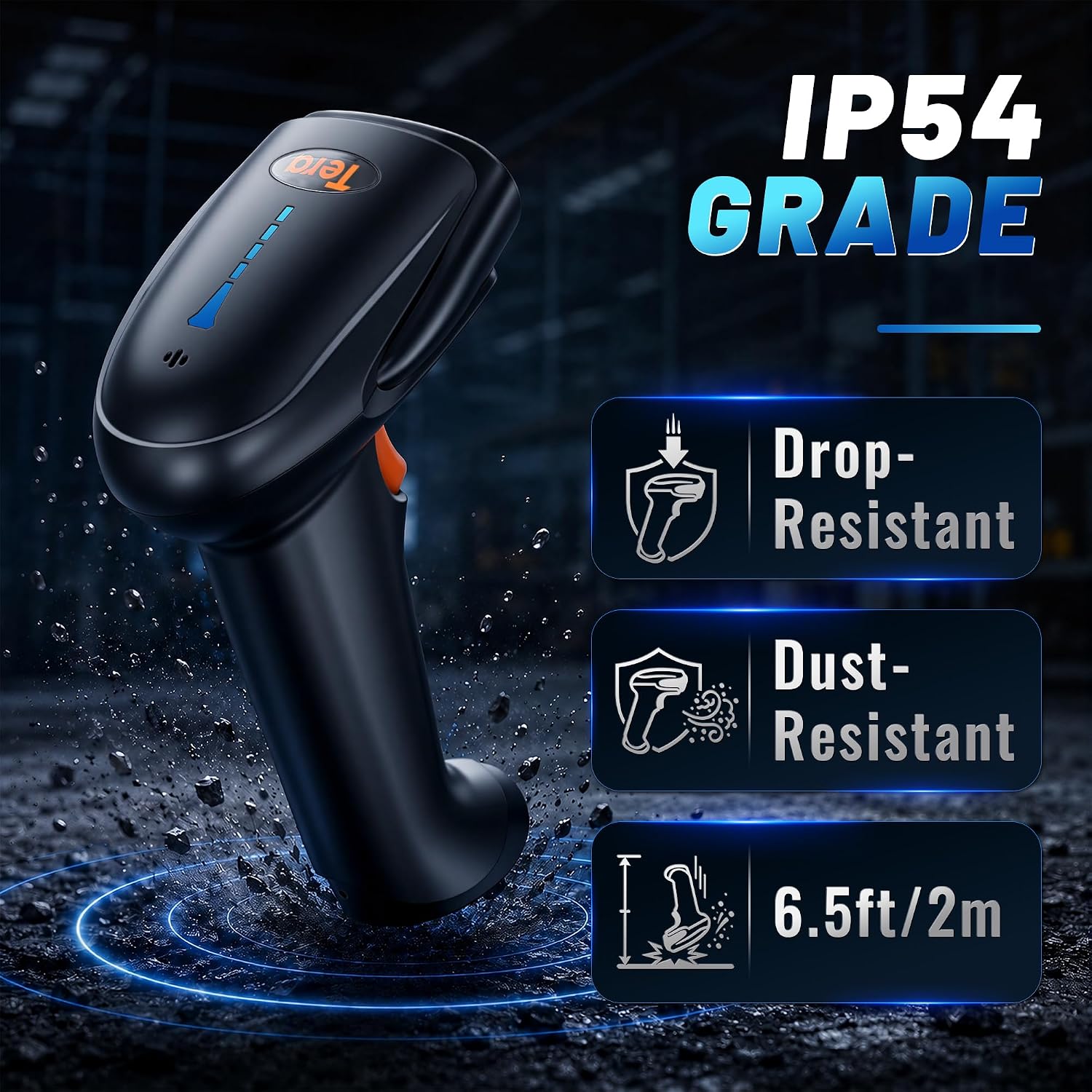 Barcode Scanner 2D Wireless: with Battery Indicator and Stand, HW0002 | BT 2.4G USB, 2200mAh, 640*480 CMOS, 1D 2D QR