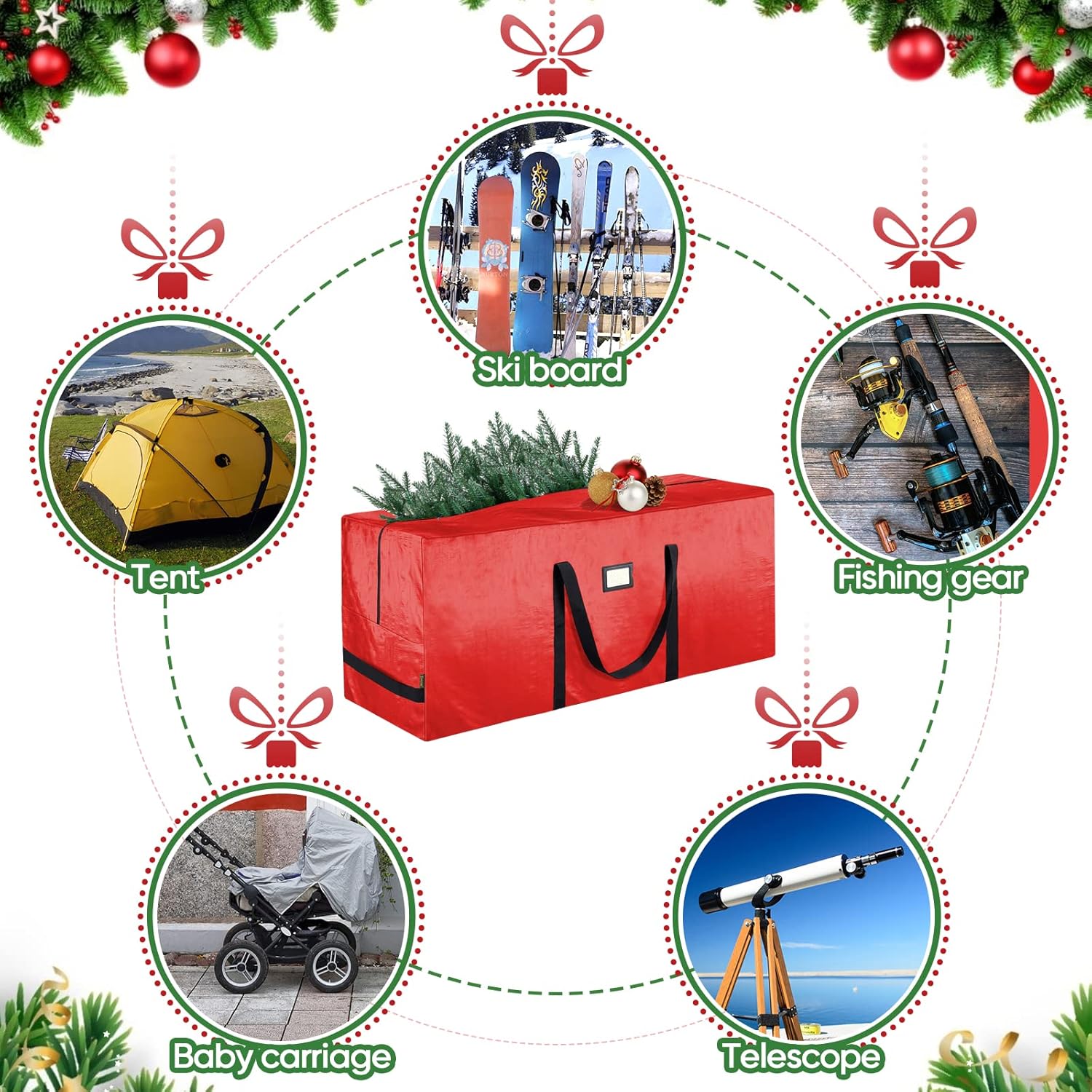 7.5 ft Christmas Tree Storage Bag, Heavy Duty Extra Large Artificial Christmas Tree Bag with Reinforced Handles and