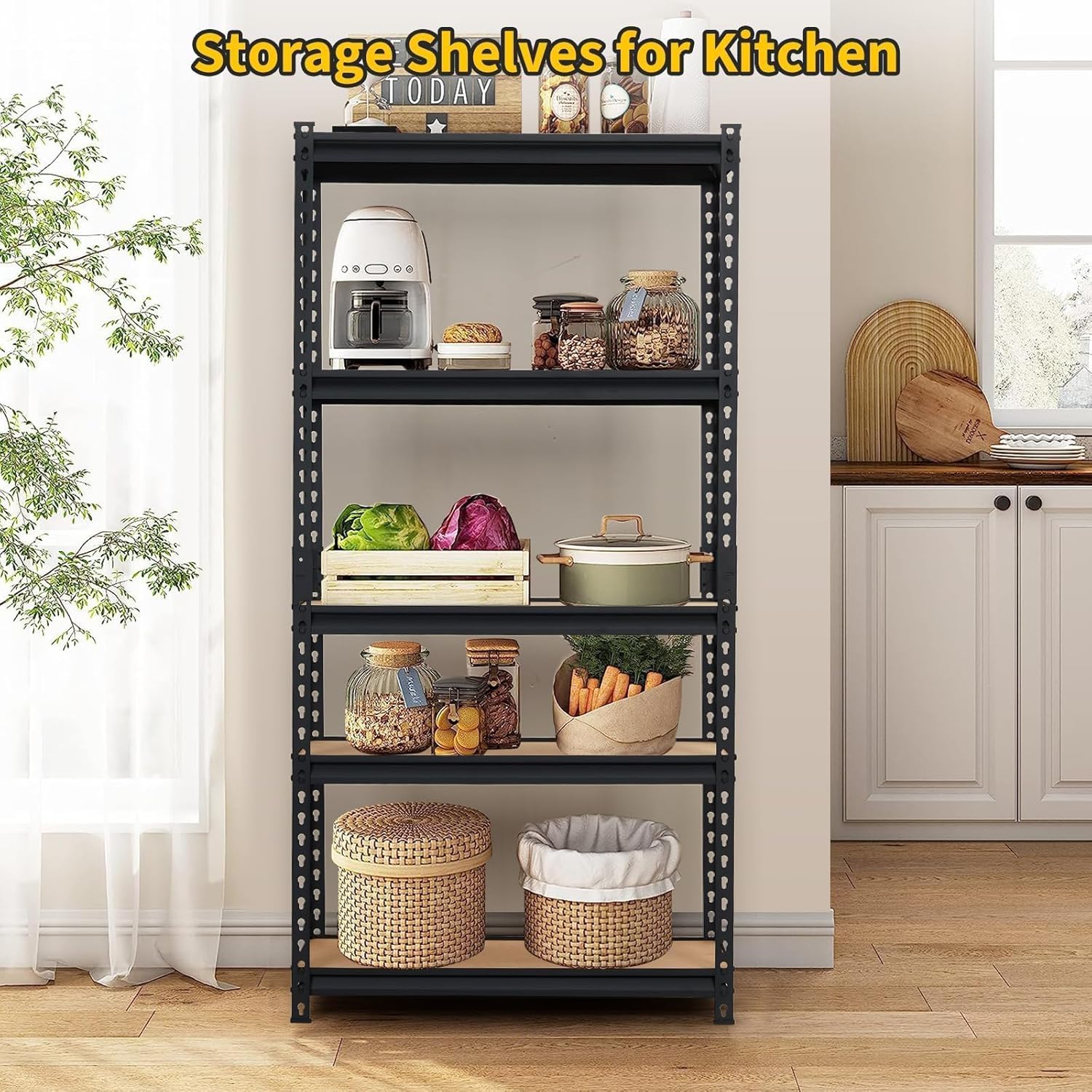 Storage Shelving Unit, 5-Tier Adjustable Metal Storage Shelves, 48" L x 24" W x 72" H Heavy Duty Garage Storage