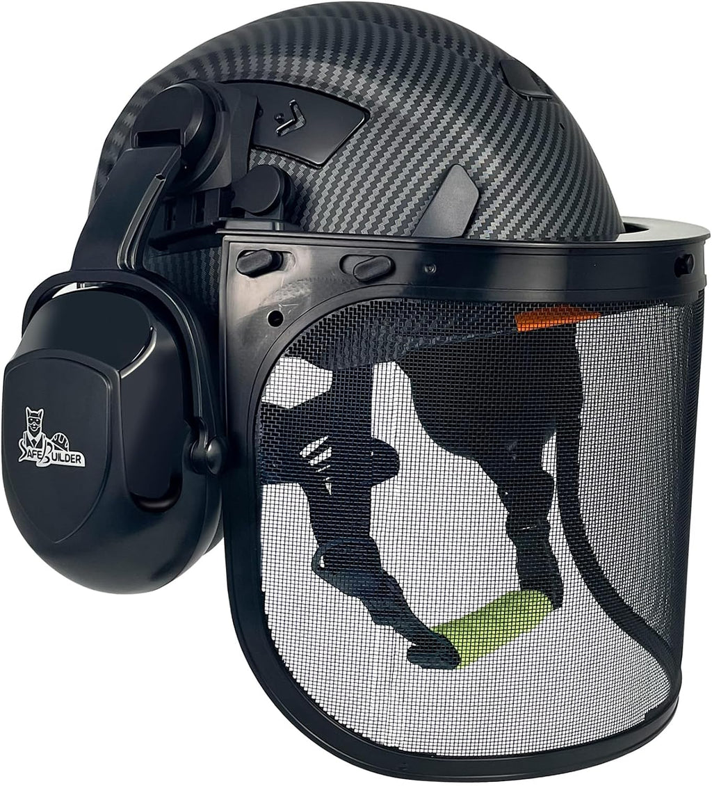 CR99 Forestry Safety Helmet Class C Hard Hats 3 In1 Chainsaw Arborist Helmet with Mesh Face Shield Ear Muffs Hearing