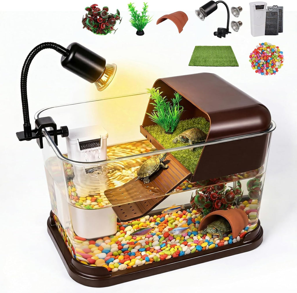 Turtle Tank Starter Kit,All-in-One Aquatic Turtle Aquarium Habitat