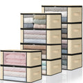 10-Pack Clothes Organizer Storage Bags, 35L Storage Bins, Beige