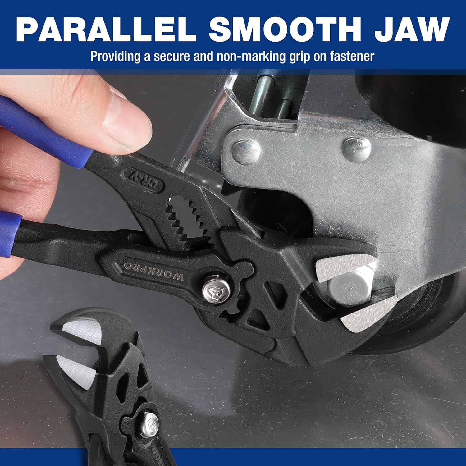 7-Inch Pliers Wrench, CR-V Construction Wrench Pliers, Adjustable Parallel Smooth Jaw Pliers, Black Finish, Groove