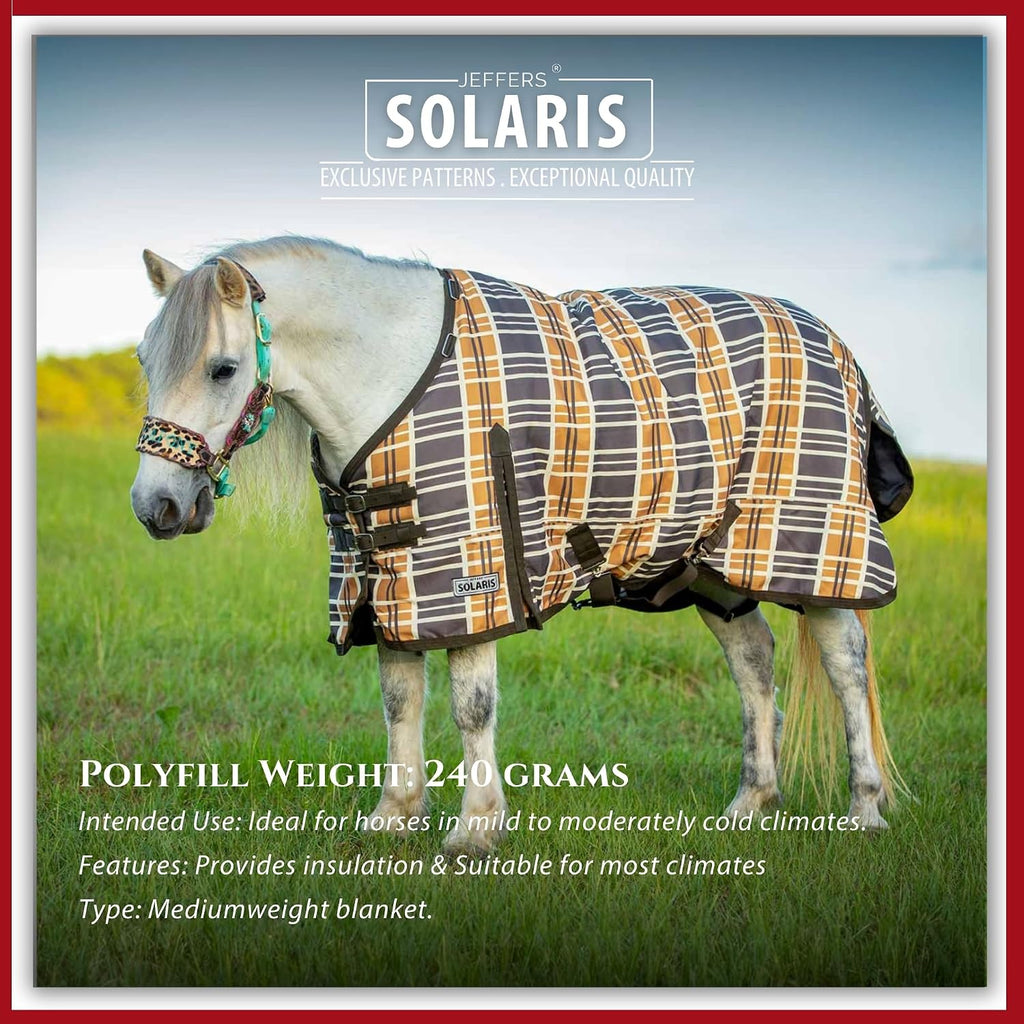 1200D Pony Turnout Blanket, 240G Fill, 54" - Brown & Cream Plaid