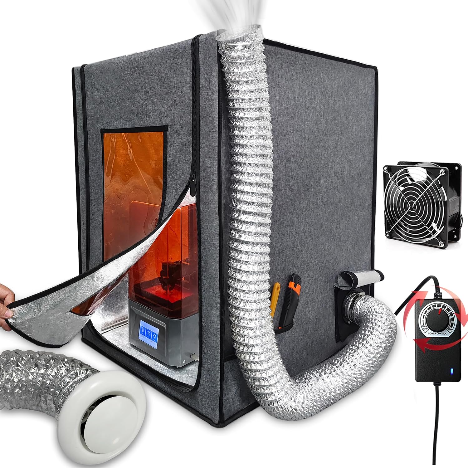 Upgraded Resin 3D Printer Enclosure with Ventilation Kit, Premium Fireproof Dustproof Tent Constant Temperature