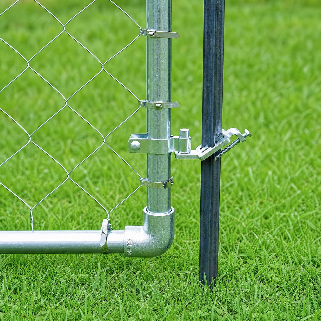 2-Pack T-Post Gate Hinge Kit, Heavy Duty 1-3/8" U-Bolt Clamps, Chain Link Fence Gate Hinge for Metal Posts & Chain