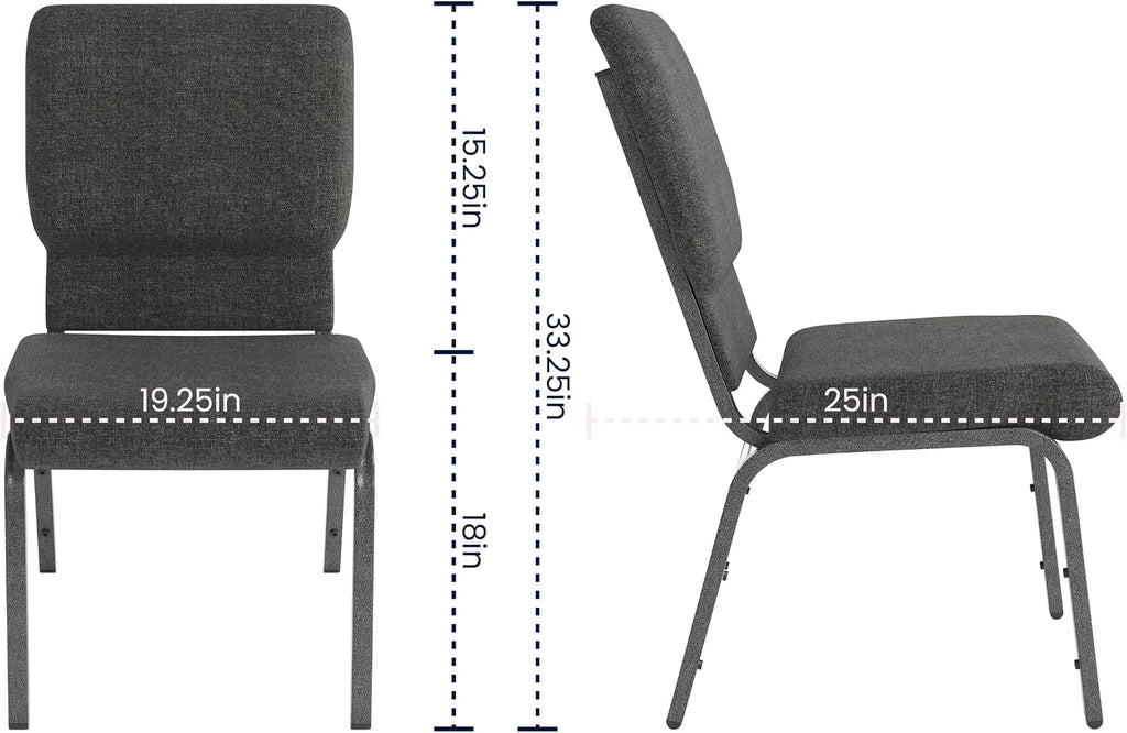 Hercules 18.5 in Wide Fabric Church Chair, Dark Gray