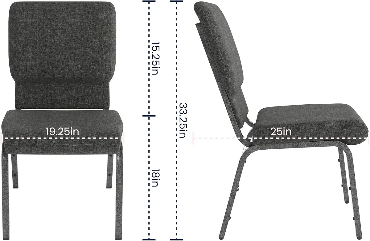Hercules 18.5 in Wide Fabric Church Chair, Dark Gray