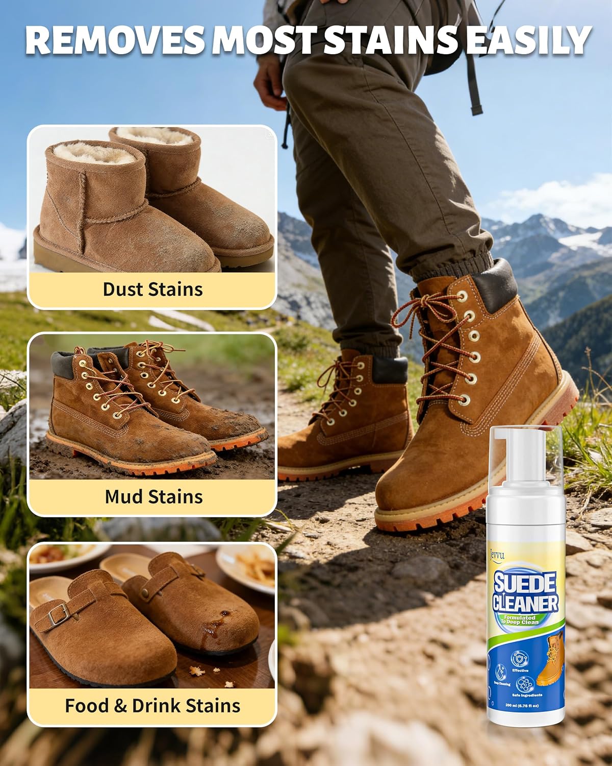Suede Shoe Cleaner, Suede Cleaning Kit with Brush & Towel for Suede, Nubuck, Leather, Boots, Trainer