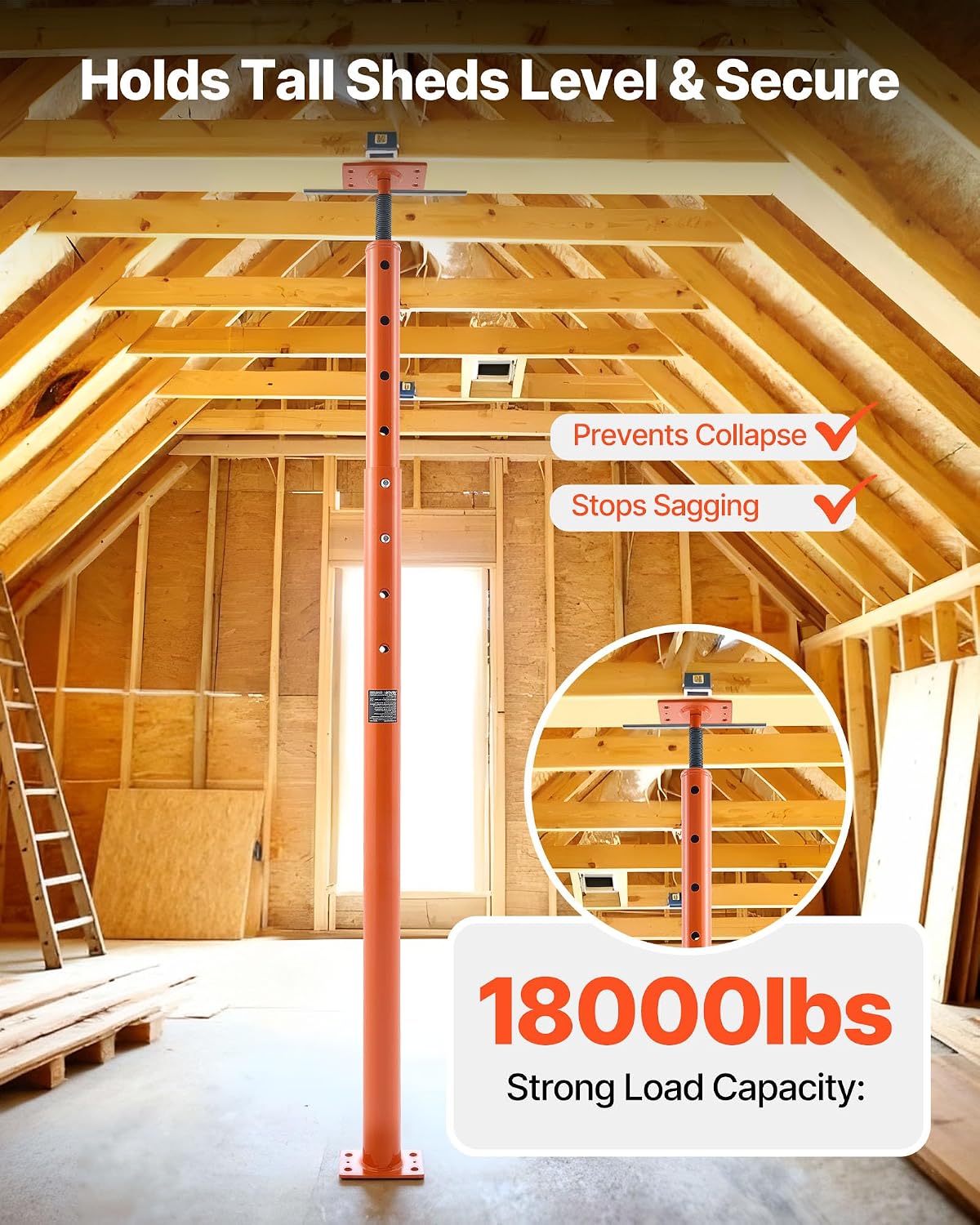 House Floor Jacks, 2 Pack, 53-93 inch, 18000 lbs Load Capacity Set