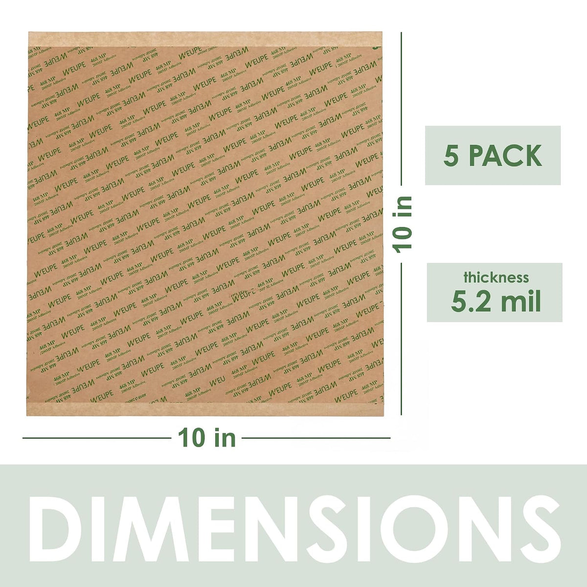 Adhesive Transfer Tape, Double Sided Transfer Sheet, 468MP, 10inch x 10inch (5-Pack)