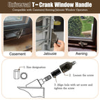 8 Pack Universal Tee Crank Casement Window Handles, Satin Bronze