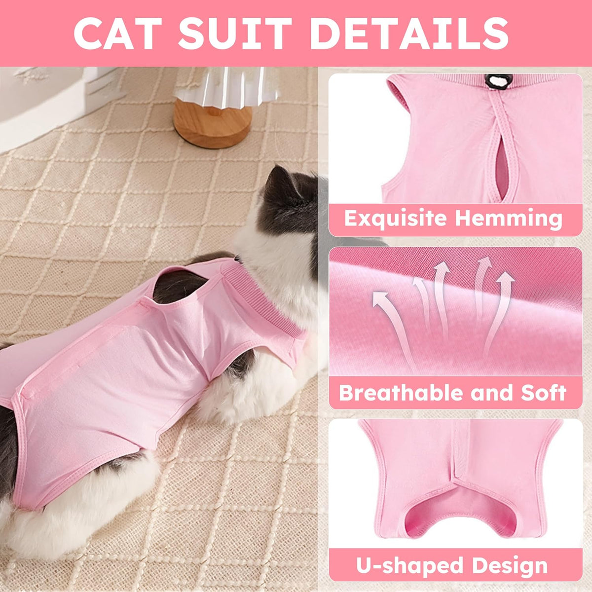 Cat Recovery Suit, Breathable Cat Surgery Recovery Suit Female, Cat Onesie for Cats After Surgery Spay Surgical