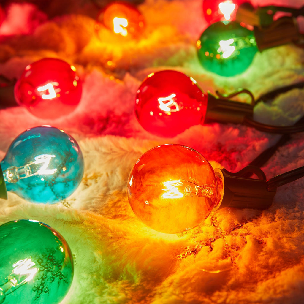 G40 Christmas Light Bulbs, 50 Pack, 5W, E12/C7 Base, Multicolor