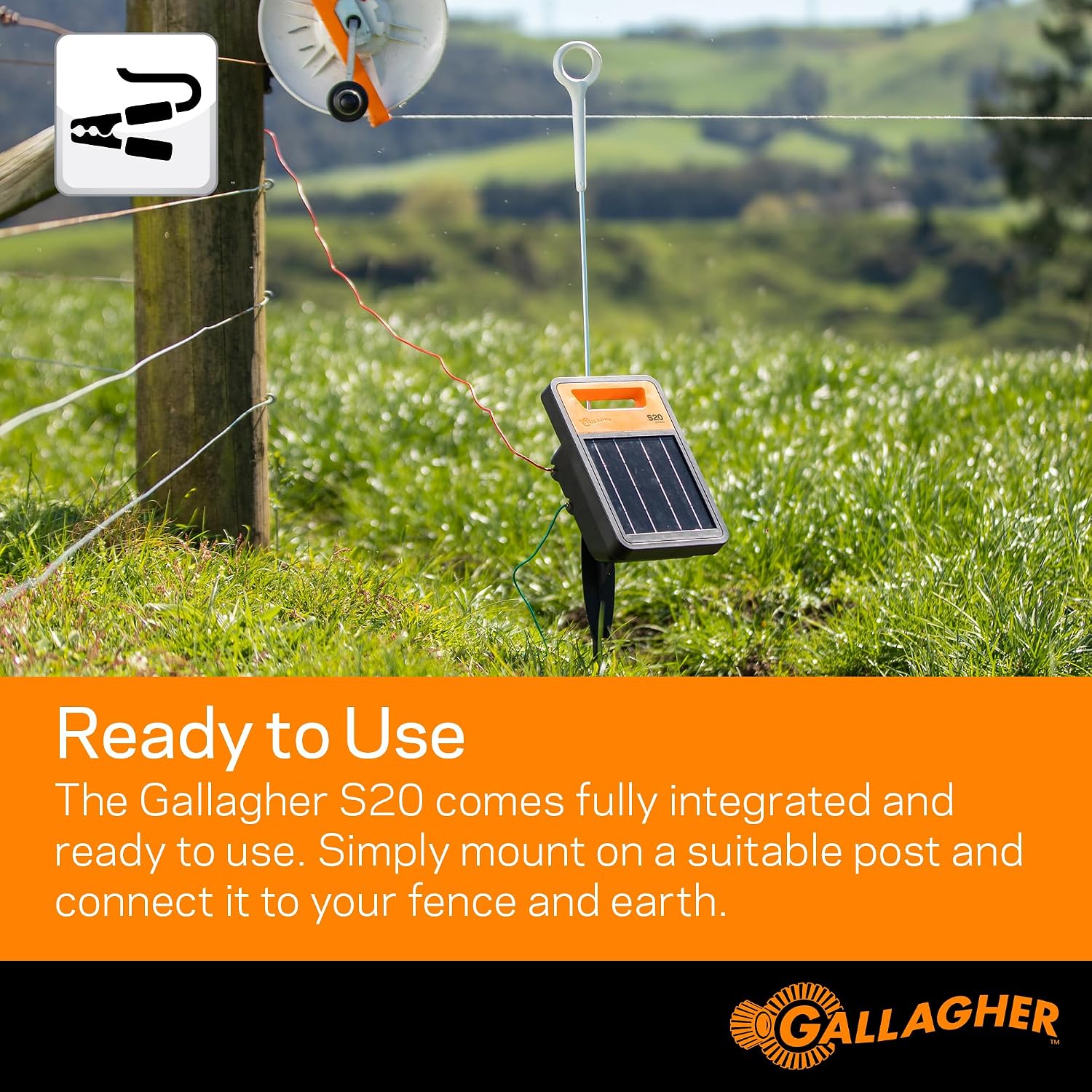 S20 Solar Electric Fence Charger | Powers Up to 2 Miles of Typical Fence | Lithium Battery Technology | 0.2 Joule