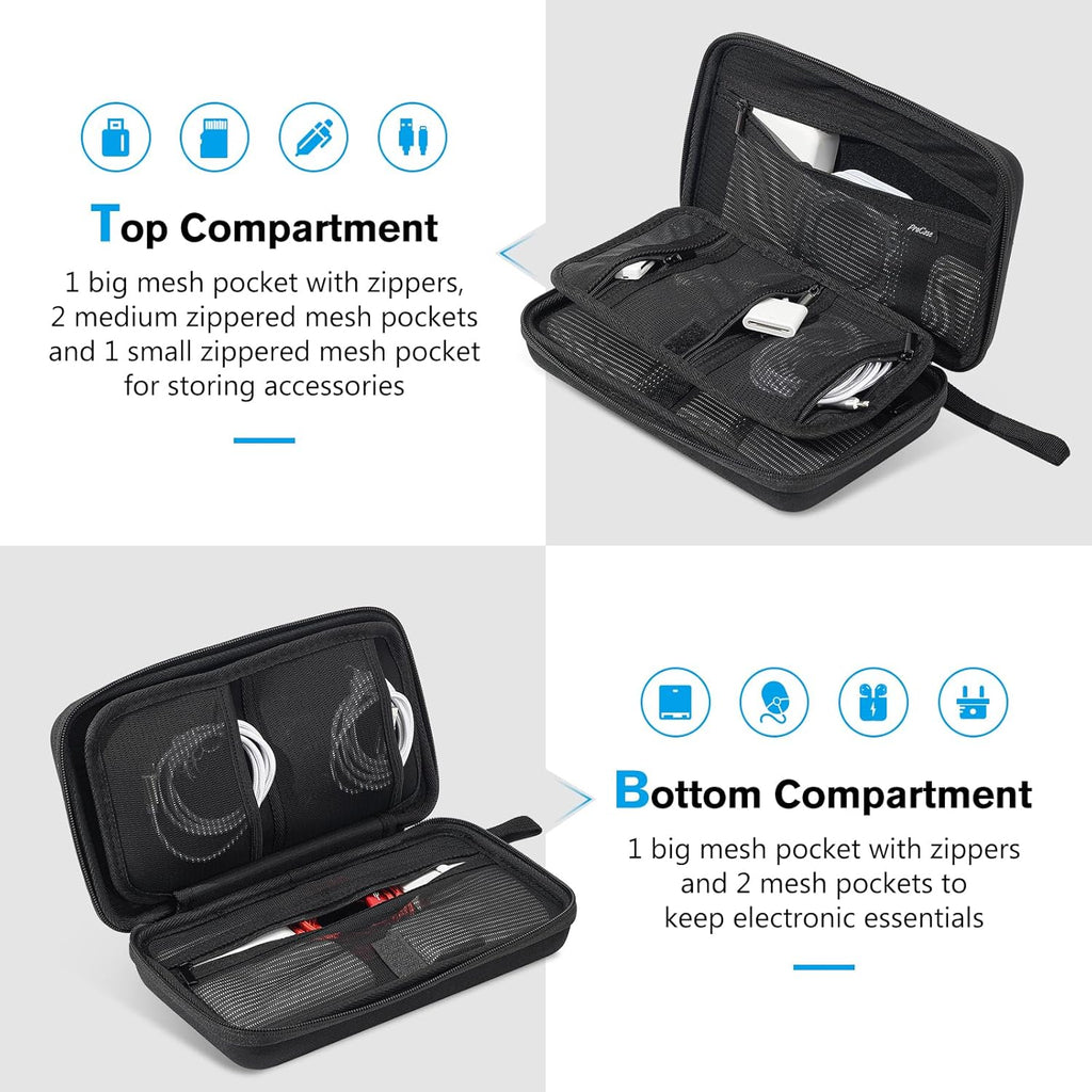 Large Hard Travel Electronic Organizer Case for MacBook Power Adapter Chargers Cables Tech Organizer Hard Drive USB