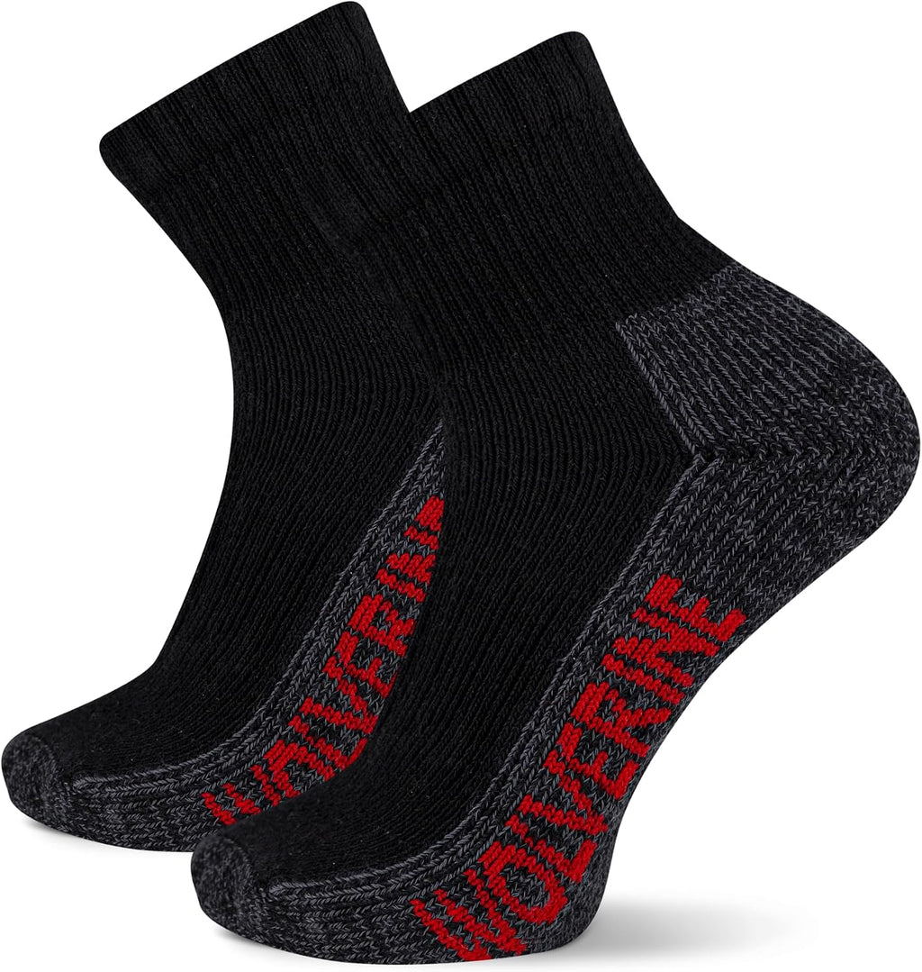 Men's Steel Toe Cotton Work Boot Ankle Socks - 2 Pairs - Durable Cushioning