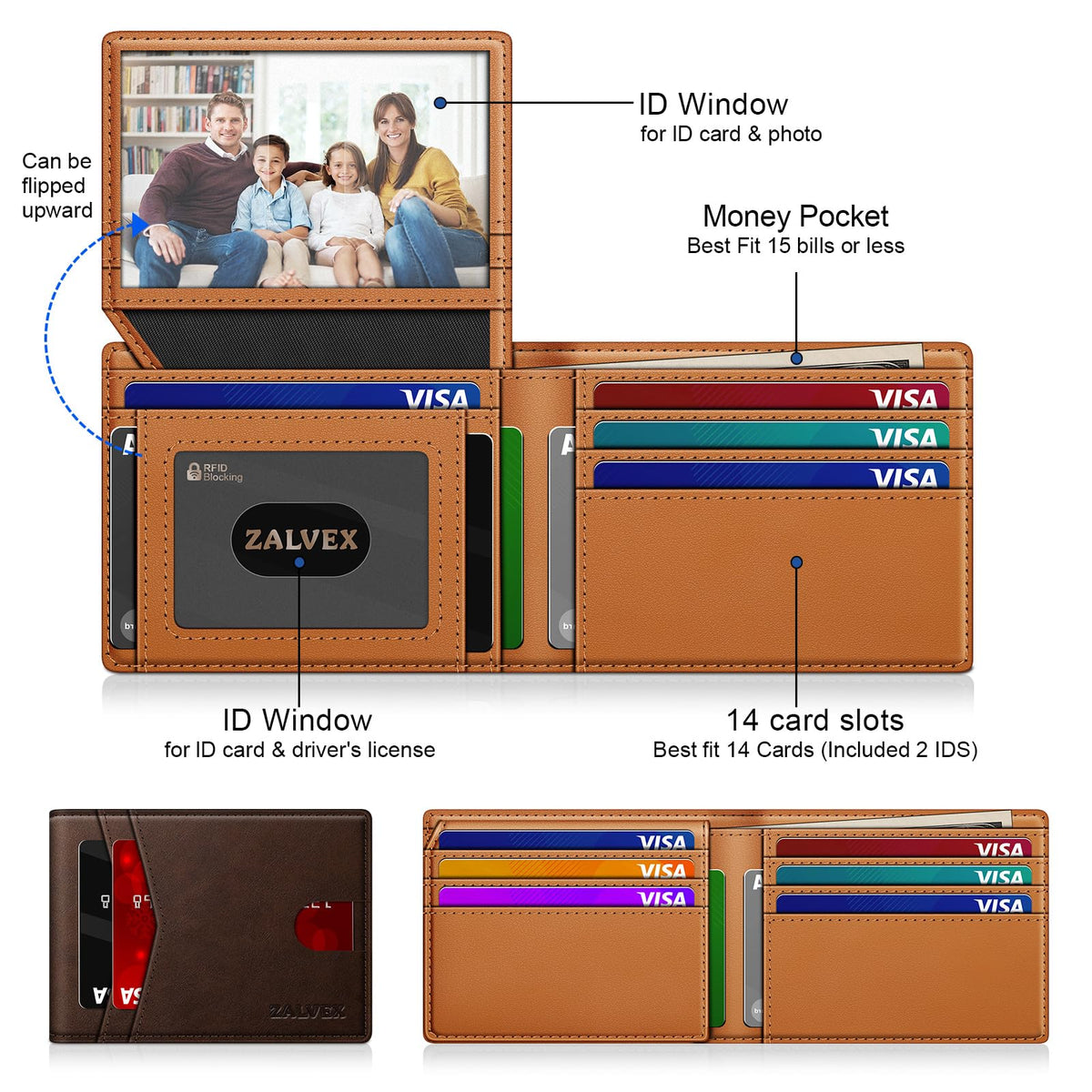 Wallet for Men Slim RFID Blocking Leather Credit Card Holder Wallet