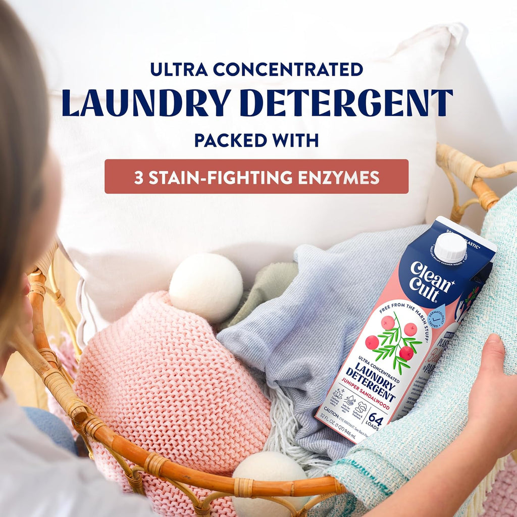 Ultra Concentrated Liquid Laundry Detergent Soap, 64 loads (32 oz), Long Lasting Scent, 90% Less Plastic, No Harsh