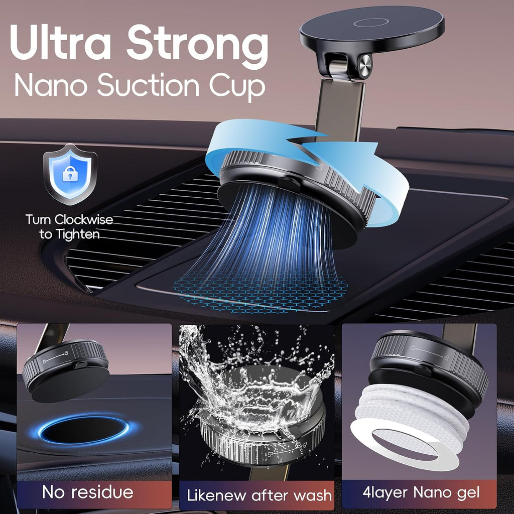 Magnetic Phone Holder for Car 2026 Heavy Duty Model 360° Adjustable Vacuum Suction Car Magsafe Phone Mount Cell Phone