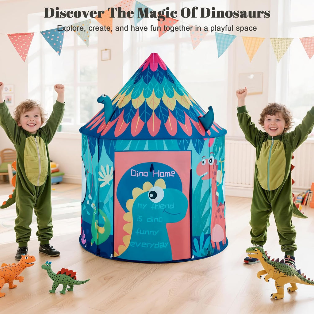 Dinosaur Kids Play Tent, Foldable Pop Up Tent Kids, Castle Kid Tent Indoor Outdoor Fun & Imagination, Toddler Tents