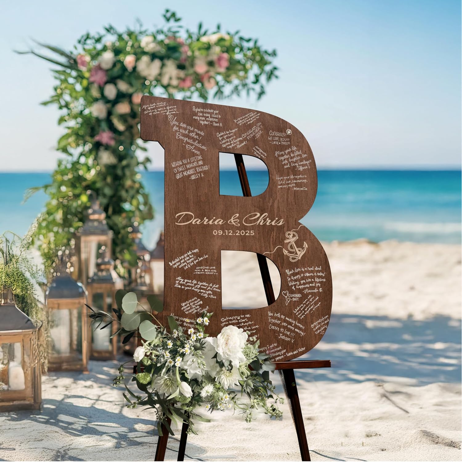 Wedding Guest Book Alternative Wooden Letter Personalized, Custom Initial Wedding Guest Book Alternative with Names |