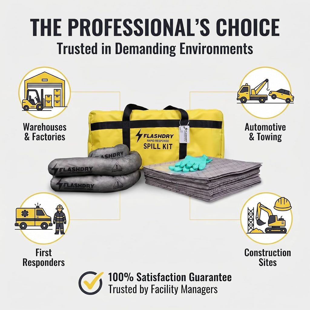 FlashDry Portable Universal Spill Kit Bag, Hazardous Clean Up Kit - 2 Kits