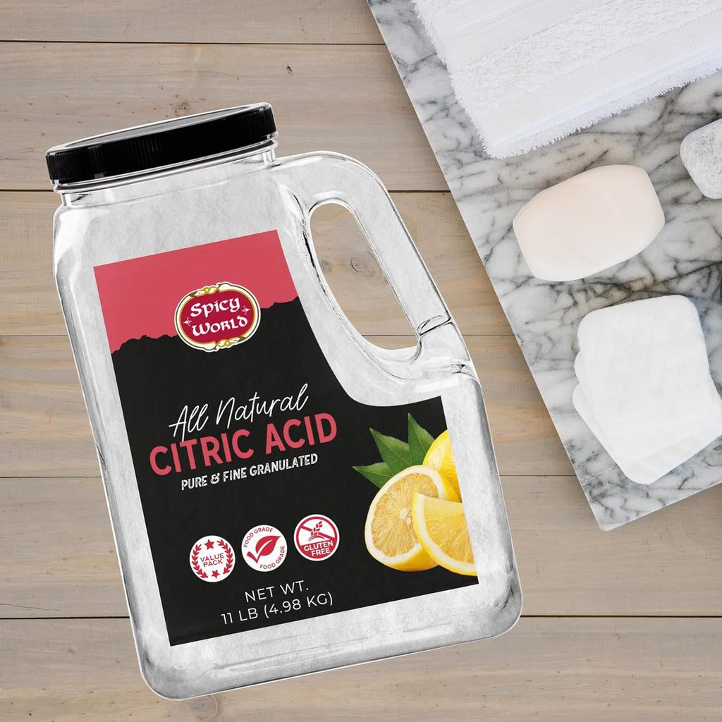 Citric Acid 11 LB Bulk Jar - All Natural, Food Grade, Non-GMO Citric Acid Powder for Cleaning, Bath Bombs, Preserving