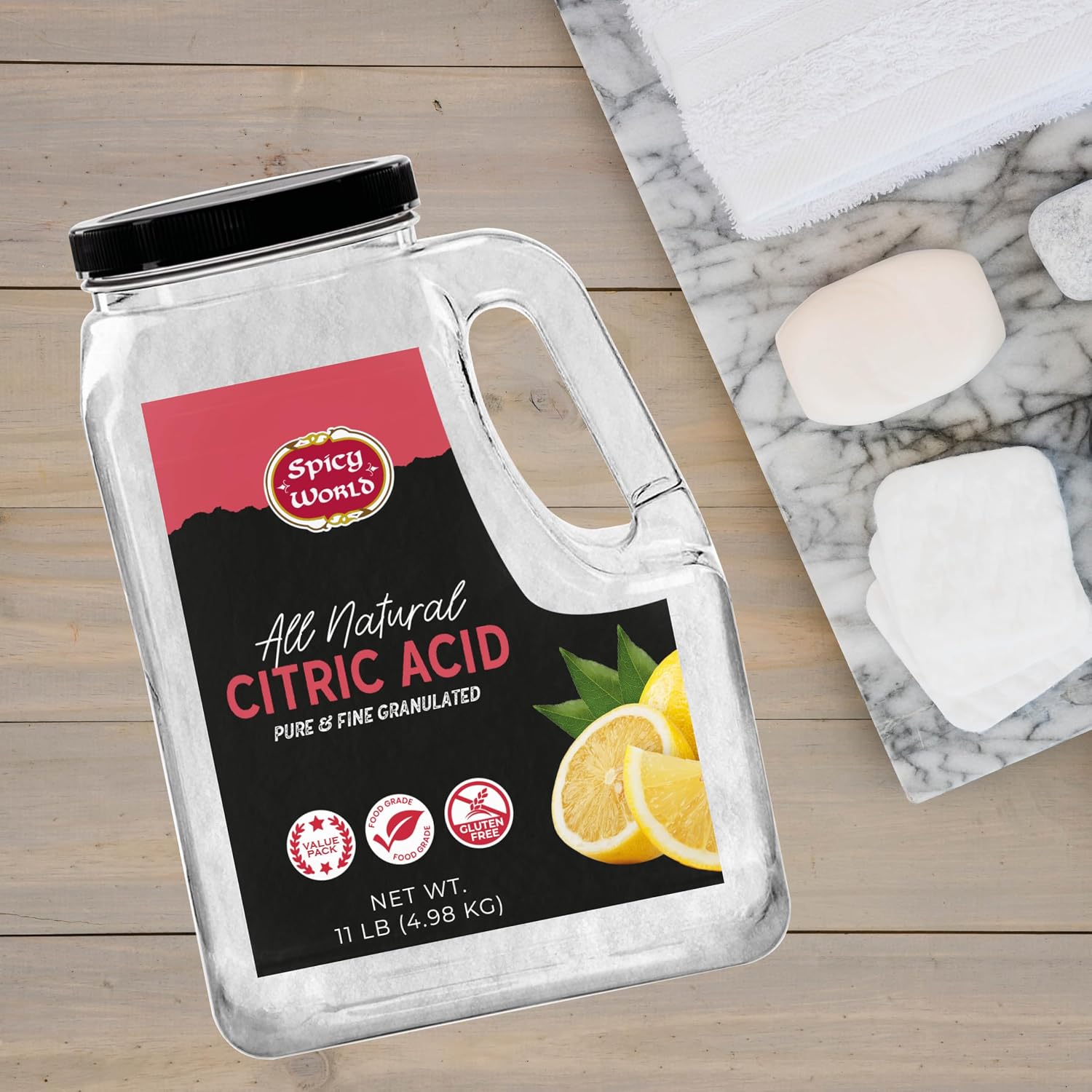 Citric Acid 11 LB Bulk Jar - All Natural, Food Grade, Non-GMO Citric Acid Powder for Cleaning, Bath Bombs, Preserving