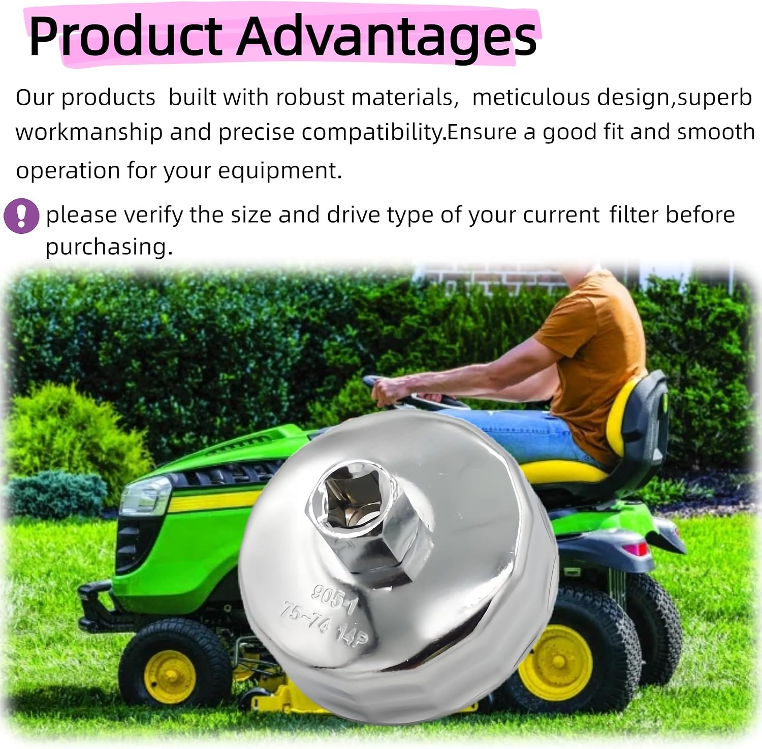 TY26640 Oil Filter Wrench, 3-Inch Cap Style for Lawn Tractors Compatible with AM125424 AM101207