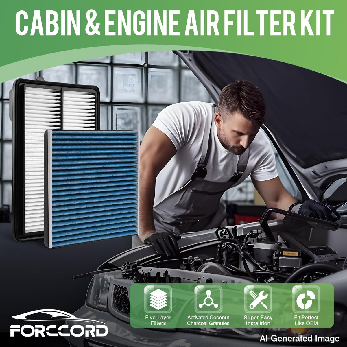 Cabin & Engine Air Filter Kit for Genesis GV80 2.5L 2021-2026 Gas