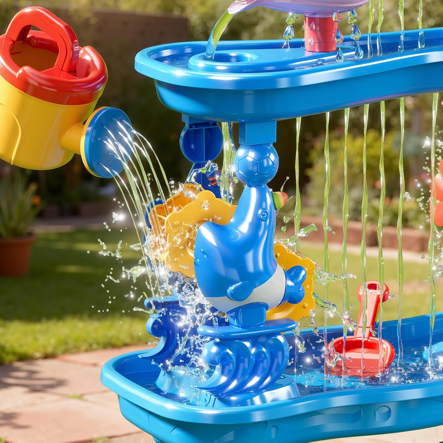 4-Tier Water Table for Kids 3-5, Summer Outdoor Beach Sensory Activity Playset Kids Sand and Water Table Toys