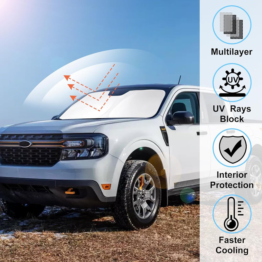 Windshield Sun Shade Compatible with 2022 2023 2024 2025 2026 Ford Maverick Hybrid XL XLT Lariat Truck Accessories
