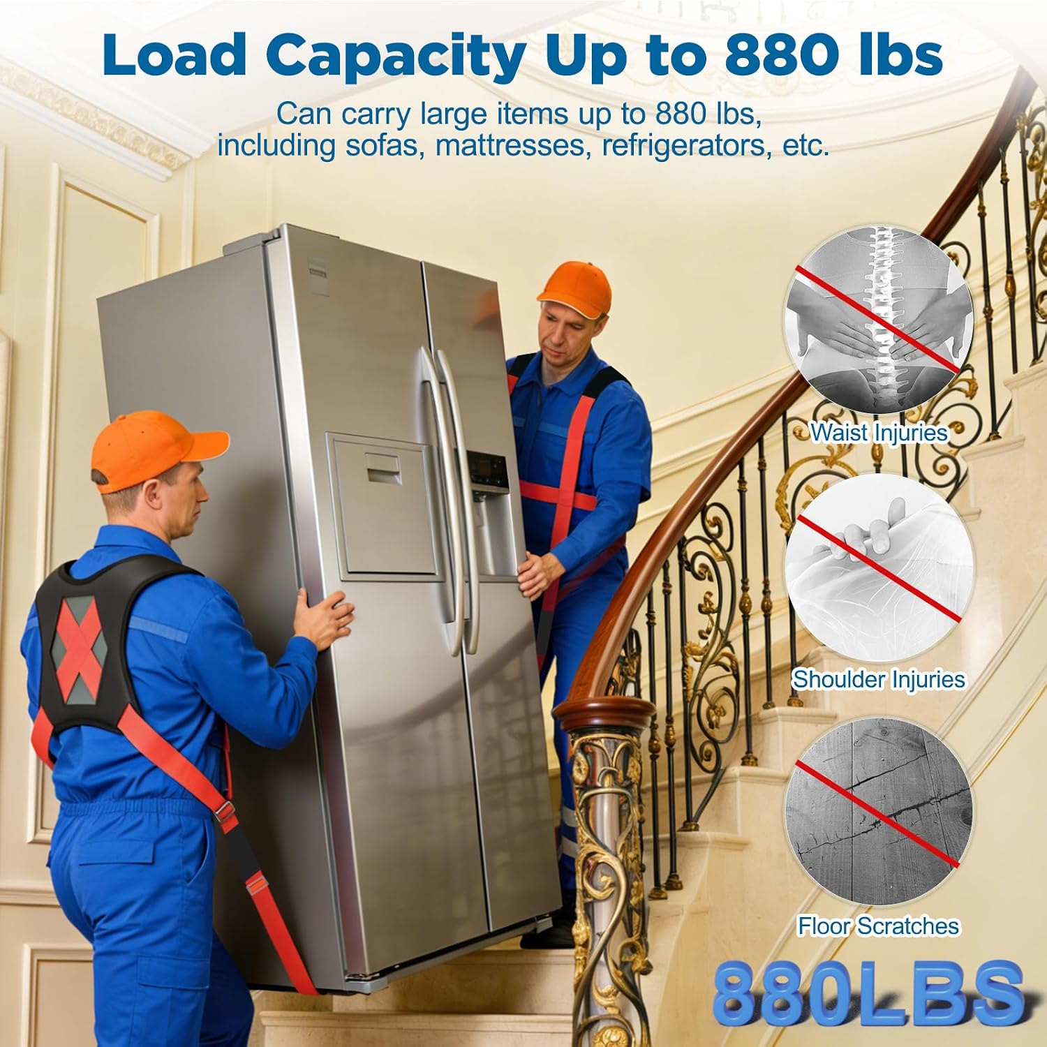 Moving Straps for Lifting 2-Person: Shoulder Lifting & Moving System | Padded Back Support Shoulder Forearm Mode 2