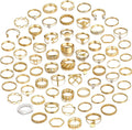 68 Pcs Gold Knuckle Rings Set for Women, Stackable Boho Joint Finger Midi Rings Silver Hollow Carved Crystal Stacking