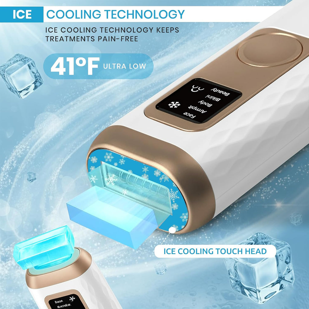 IPL Laser Hair Removal Device- Permanent Facial, Face, Chin, Upper Lip, Legs, Bikini Line, Pubic & Private Area Hair