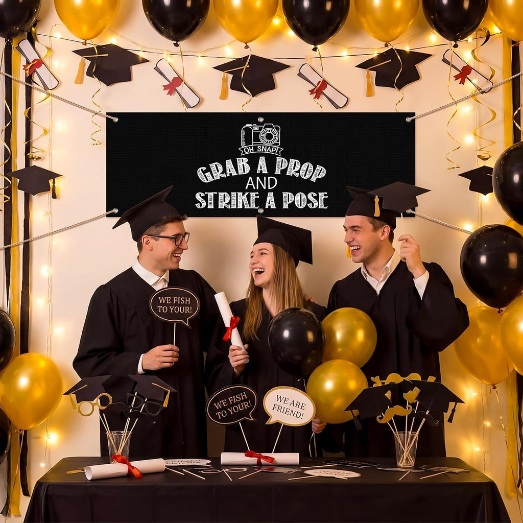 1x3ft Photo Booth Table Accessories Banner Graduation Photo Booth Props Sign, PVC Vinyl Hanging Background for Party