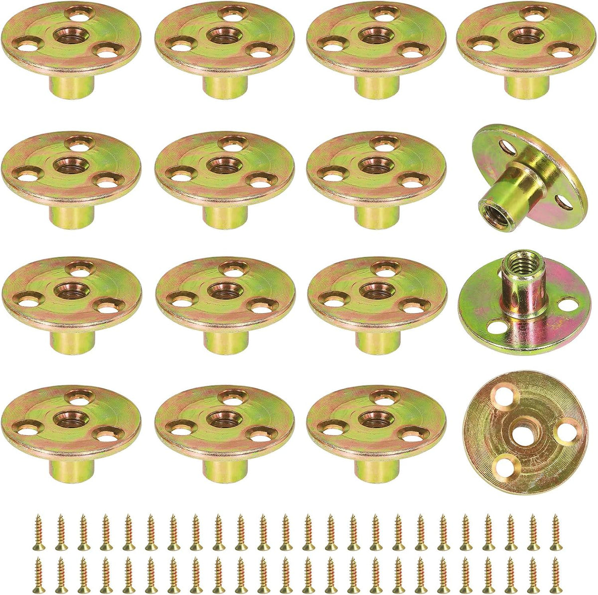FoDau770 5/16"-18 Brad Hole T-Nut with Screws - 16 Set (64 Pieces)