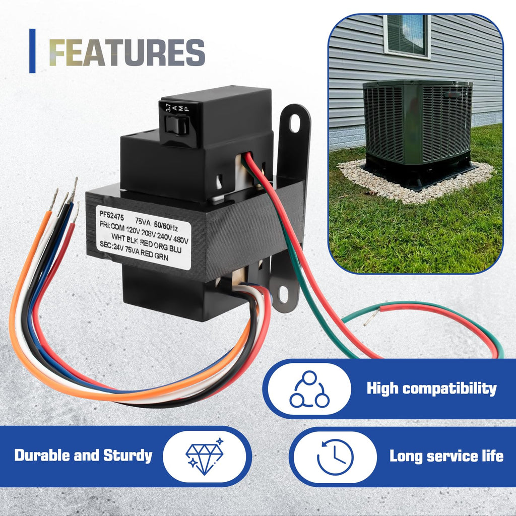 Pf52475 75VA Multi-Tap Class 2 Foot Mount Transformer Fit for Packard